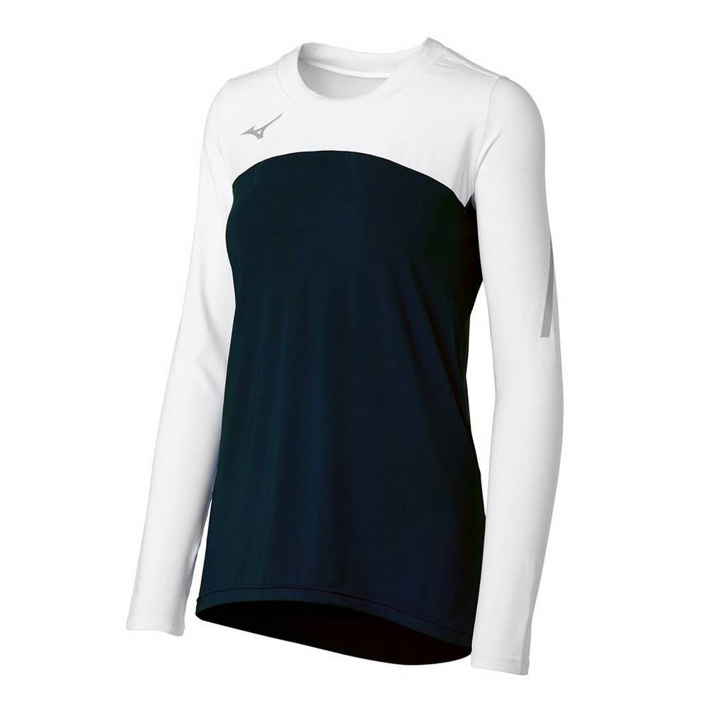 Jerseys Mizuno Techno VII Long Sleeve Mujer Negras/Blancas Comprar MLGK-26748